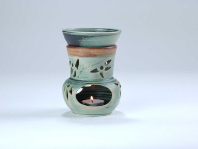 grüne Keramik-Aromalampe mit Taille